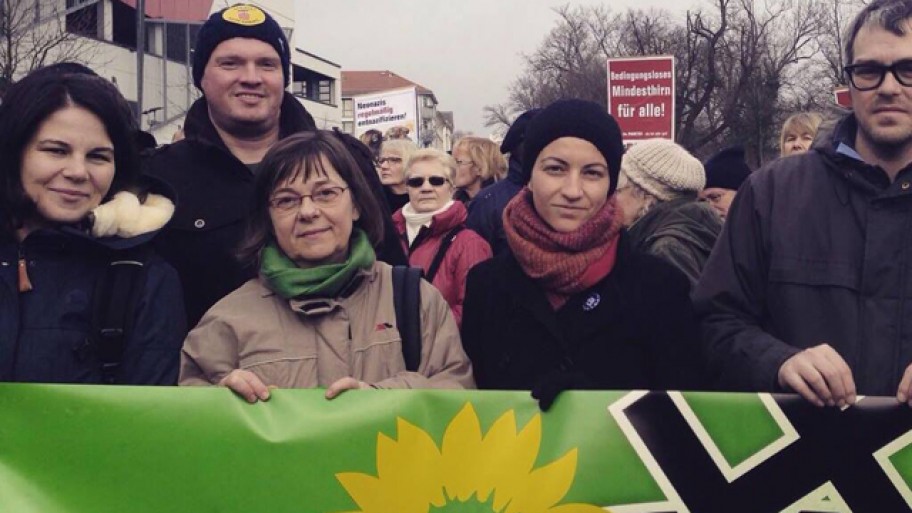 Demo Frankfurt (Oder) am 17.1.2015 Nazifrei mit Annalena Baerbock, Jörg Gleisenstein, Ursula Nonnemacher, Ska Keller © Ska Keller auf Instagram
