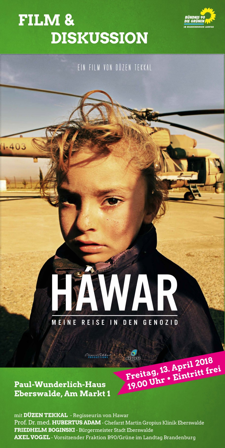 Plakat zum Filmabend "Hawar" am 13. April 2018