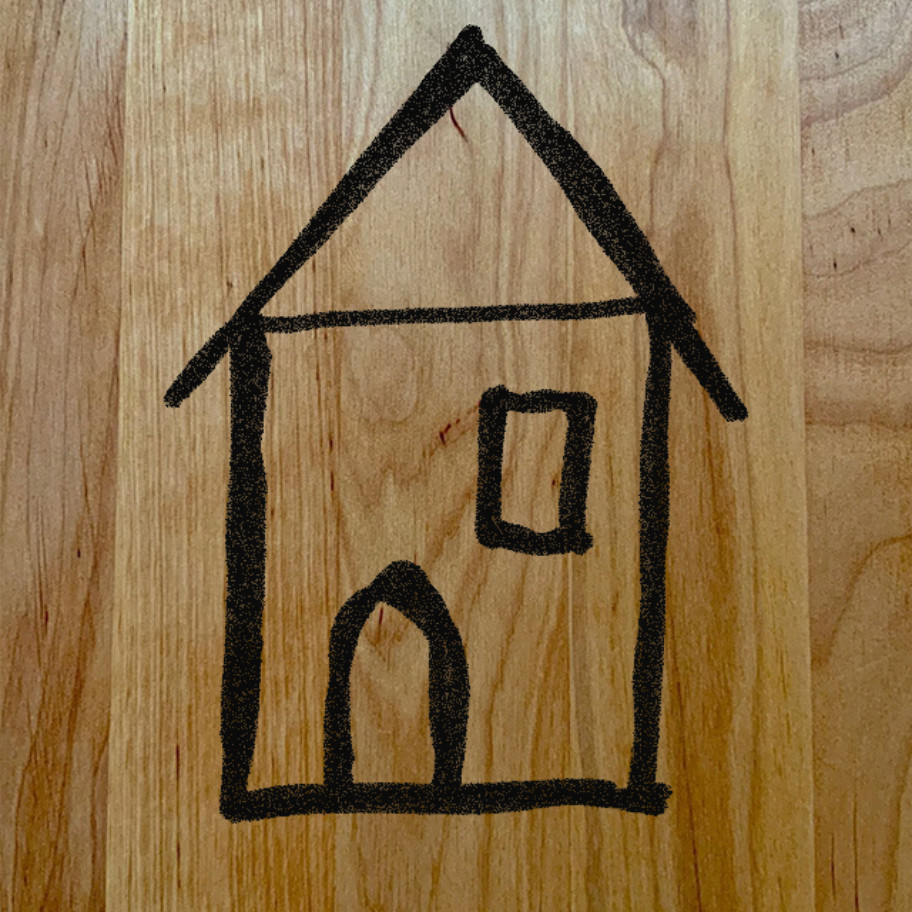gemaltes Haus auf Holz